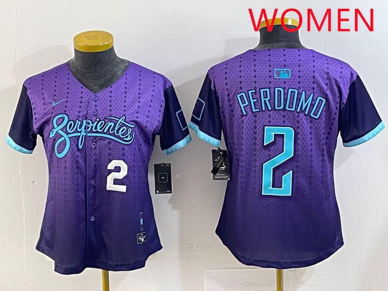 Women 2025 Arizona Diamondback #2 Perdomo Purple Joint Name Nike MLB Jersey style 2->women mlb jersey->Women Jersey